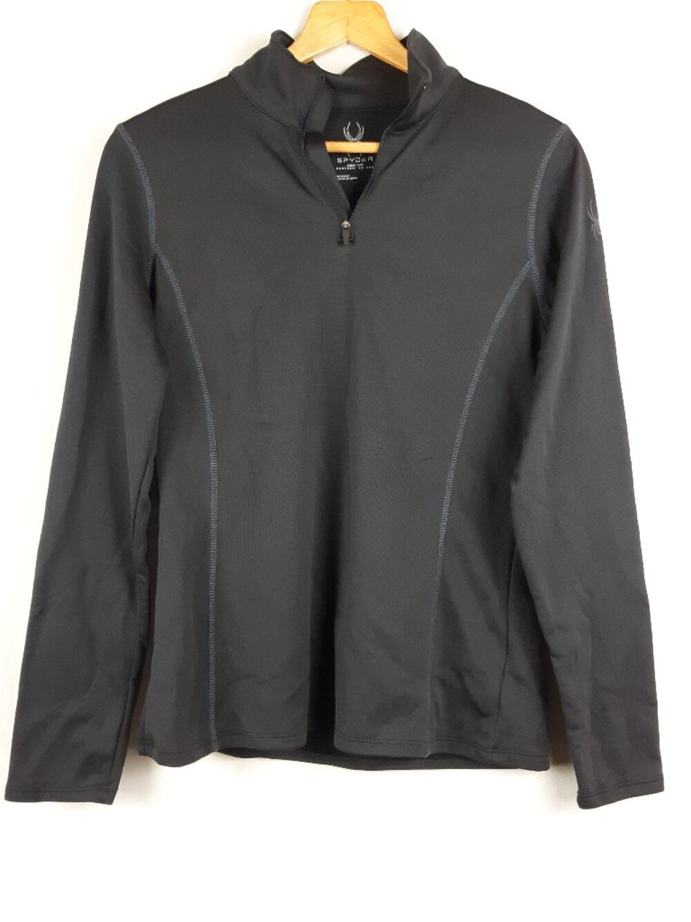 Spyder Women's Half Zip Pullover Base Layer Top Black Long Sleeve Size Medium